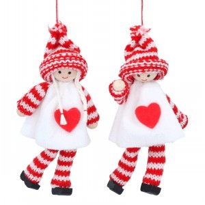 Red/white Knitted/fabric Boy /girl Striped Decoration